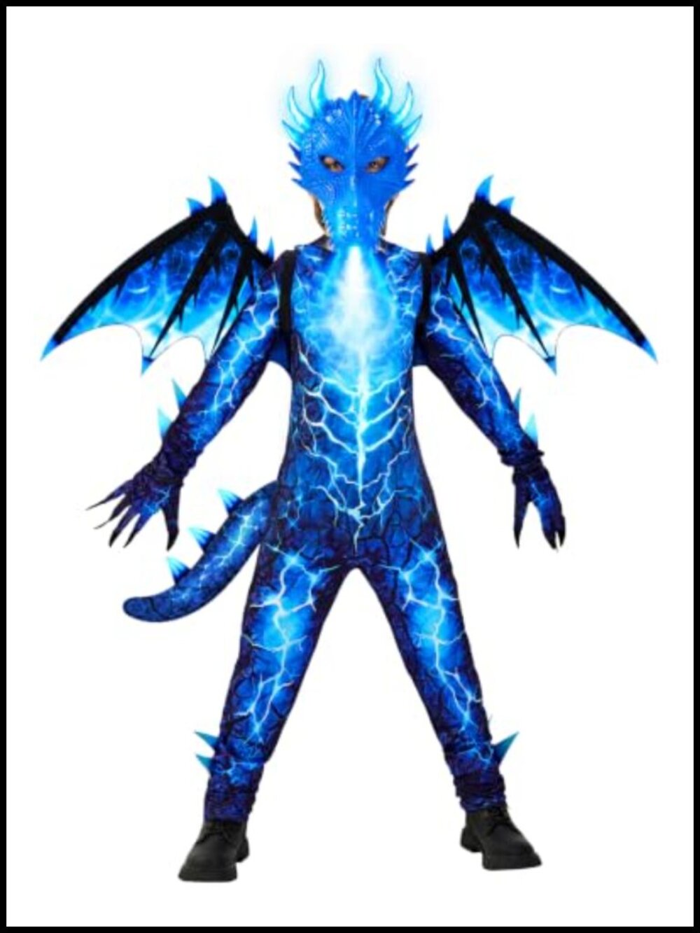 Kids Dragon Costume Boys Wings Tail Glowing Mask 100% Polyester Halloween